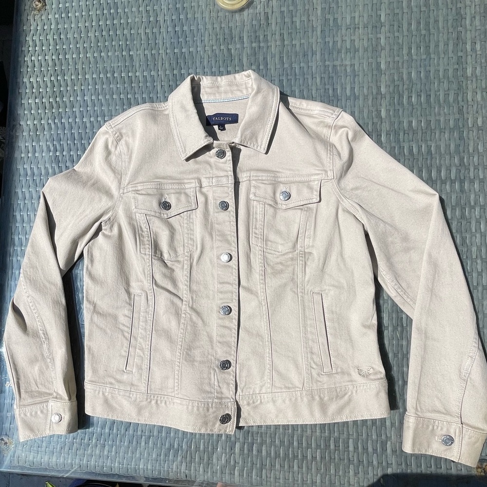 Talbots large tan button-up jacket